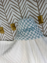 Load image into Gallery viewer, Wavy Mist &amp; White Checkered Bath Hoodie/Hooded Towel