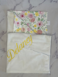 Floral pink, yellow & Blue Blanket & Towel Gift Set