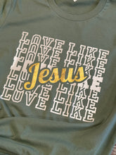 Load image into Gallery viewer, Love Like Jesus Sage T-Shirt Christmas 2023