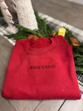 Load image into Gallery viewer, Jesus is King Christmas Edition Monochromatic Embroidered Sweatshirt