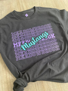 Meadowbrook Mustangs Short Sleeve T-shirt, Long Sleeve T-Shirt, Crewneck Sweatshirt