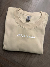 Load image into Gallery viewer, STOCK SALE AS PICTURED - Sand Adult Large crewneck with Jesus is King in white