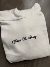 Load image into Gallery viewer, STOCK SALE AS PICTURED - White Youth Large with Jesus is King embroidered in black script