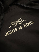 Load image into Gallery viewer, STOCK SALE AS PICTURED - Black Adult Large Bow &amp; Jesus is King Embroidered