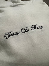 Load image into Gallery viewer, STOCK SALE AS PICTURED - White Youth Large with Jesus is King embroidered in black script