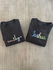 Toddler Colorful Embroidered Name Sweatshirt