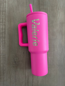 Hot Pink Tumbler with Engraved Name