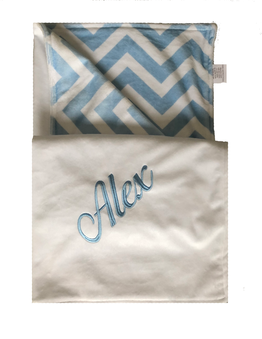 Blue/White Chevron Blanket No Ruffle