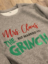Load image into Gallery viewer, Mrs. Clause but married to The Grinch Sweatshirt