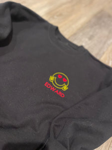 Lovestruck Emoji with Name Youth Sweatshirt