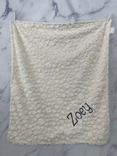 Load image into Gallery viewer, Ivory pebble with flat ivory Back Blanket Black Embroidery No Ruffle