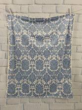 Load image into Gallery viewer, Blue/Ivory Damask with Cream Swirly Back Blanket No Ruffle