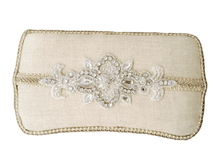 Linen with Applique Baby Wipe Case