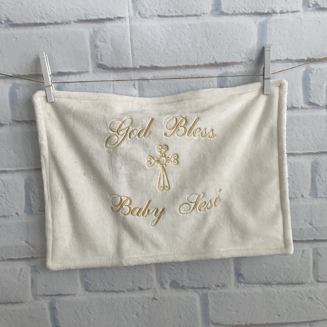 Cream with Gold Embroidery Baptism Towel