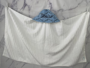 Baby Blue/Navy Lattice Navy Embroidery Bath Hoodie/Hooded Towel