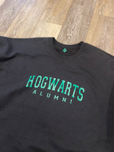 Load image into Gallery viewer, Hogwarts Alumni Sweatshirt with Slytherin Crest on back
