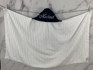 Navy Bubble White Embroidery Bath Hoodie/Hooded Towel