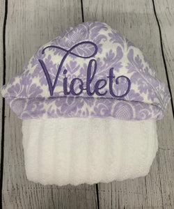 Lavender Damask Bath Hoodie/Hooded Towel