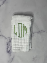 Load image into Gallery viewer, Thyme Monogram Burp Cloth