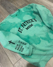Load image into Gallery viewer, St. Patrick&#39;s Mom Green Bleach Dyed Sweatshirt