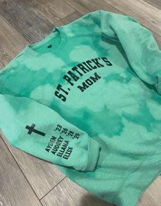 St. Patrick's Mom Green Bleach Dyed Sweatshirt