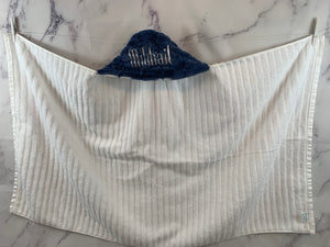 Denim Blue Oxford White Embroidery Bath Hoodie/Hooded Towel