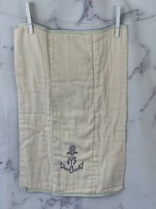 Organic Unbleached Navy Anchor Monogram Burp Cloth
