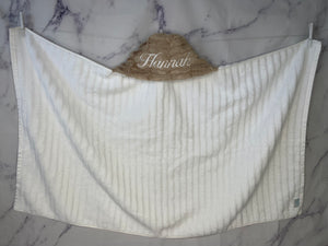 Tan Oxford White Embroidery Bath Hoodie/Hooded Towel