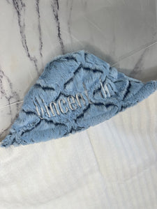 Baby Blue/Navy Lattice White Embroidery Bath Hoodie/Hooded Towel