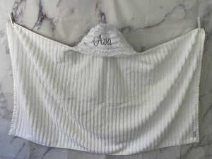 White Oxford Gray Embroidery Bath Hoodie/Hooded Towel