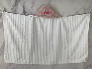 Pink Lattice Hot Pink Embroidery Bath Hoodie/Hooded Towel