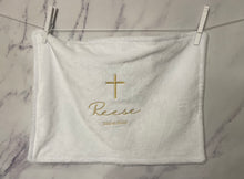 Load image into Gallery viewer, White Gold Embroidery Baptism Towel