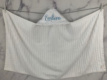 Load image into Gallery viewer, White Lattice Baby Blue Embroidery Bath Hoodie/Hooded Towel