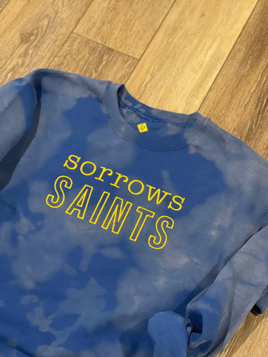 Sorrows Saints Crewneck Cobalt Bleach Dyed Sweatshirt