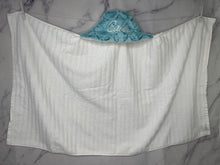 Load image into Gallery viewer, Aqua Gem with White Embroidery Bath Hoodie/Hooded Towel