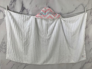 Pink/White Chevron Aqua Embroidery Bath Hoodie/Hooded Towel