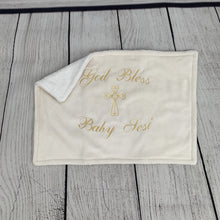 Load image into Gallery viewer, Cream with Gold Embroidery Baptism Towel