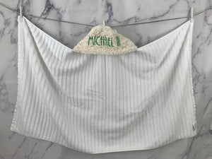 Ivory Pebble Green Embroidery Bath Hoodie/Hooded Towel