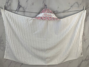 Pink, Gray & White Herringbone Bath Hoodie/Hooded Towel