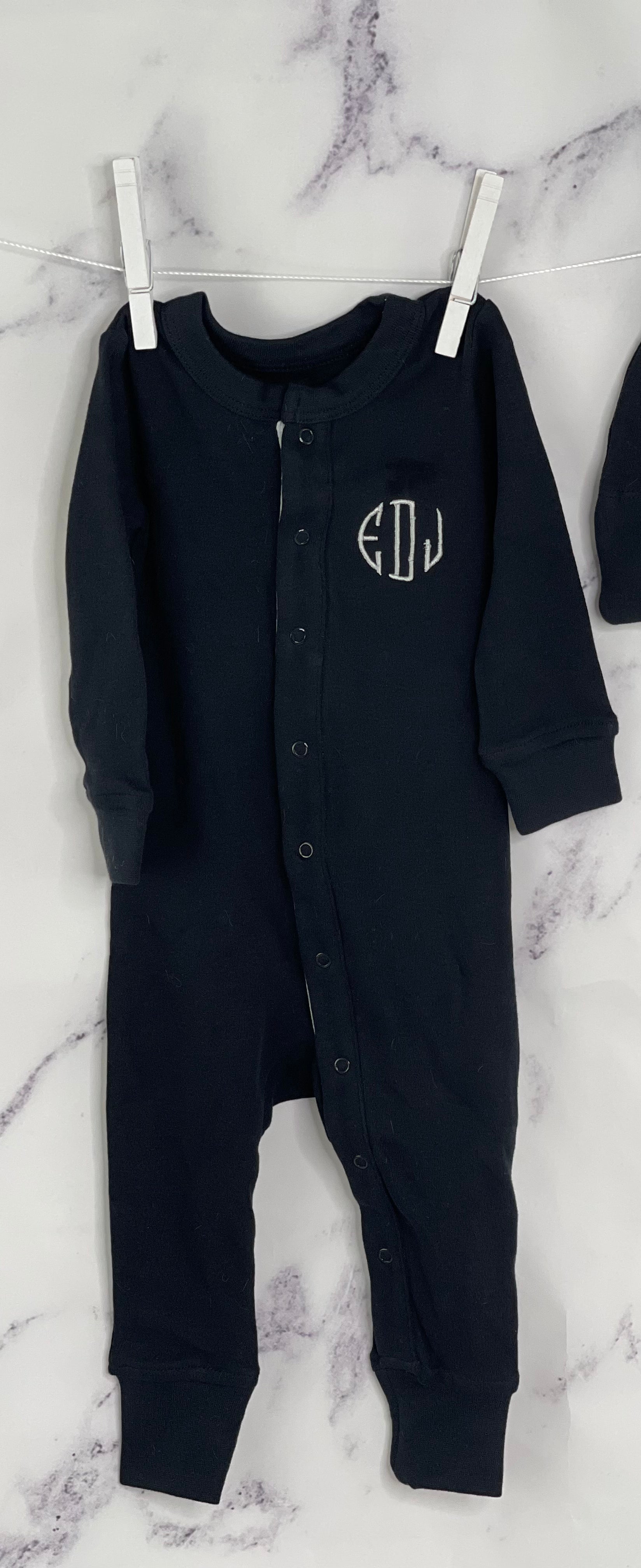 Black Organic Cotton Monogram Sleeper