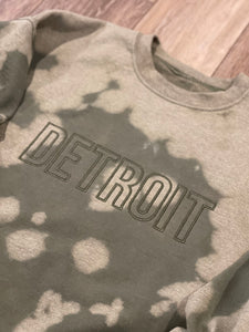Detroit Crewneck Olive Bleach Dyed Sweatshirt