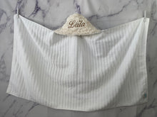 Load image into Gallery viewer, Ivory Pebble Taupe Embroidery Bath Hoodie/Hooded Towel