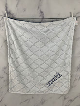 Load image into Gallery viewer, White Lattice Flat Navy Back Blanket No Ruffle