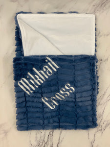 Denim Blue Oxford Flat White Back Blanket No Ruffle