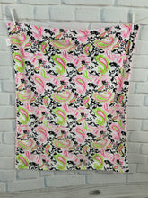 Load image into Gallery viewer, Pink/Green/Black Paisley with Pink Swirly Back Blanket No Ruffle