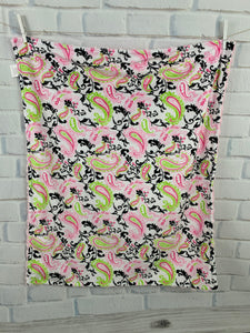 Pink/Green/Black Paisley with Pink Swirly Back Blanket No Ruffle