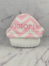 Load image into Gallery viewer, Pink/White Chevron Bath Hoodie/Hooded Towel