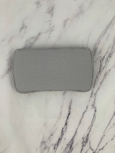 Gray Linen with Gray Trim & White  Embroidery Baby Wipe Case